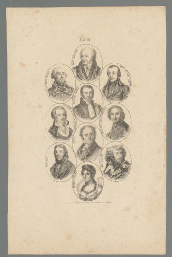 Ten portraits of various French figures