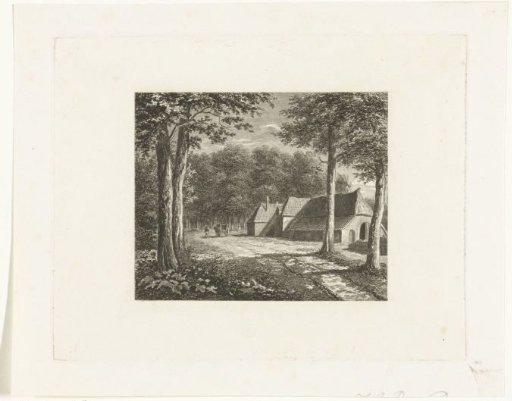 Landscape with a farm on a sandy road