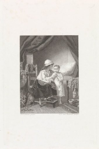 Young woman and boy in a bedroom