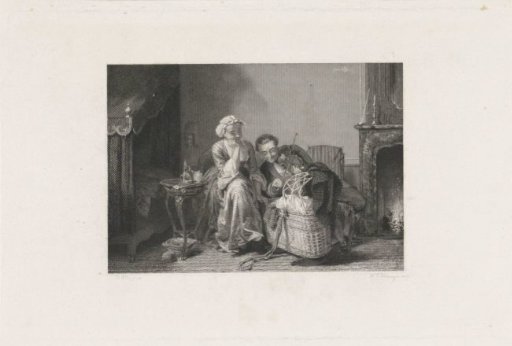 Man and woman at a cradle