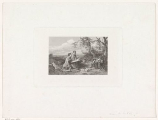 Draughtsman with his family outdoors