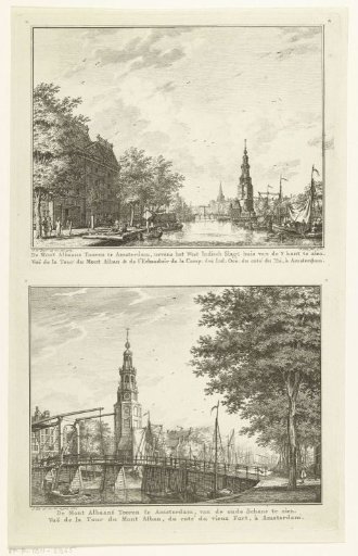 Two views of the Montelbaanstoren in Amsterdam