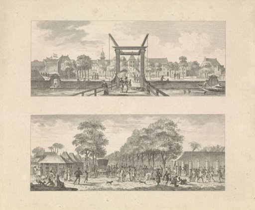 Views of the Government Building and the Market of Batavia