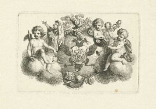 Putti around a crowned coat of arms