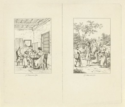 Family at a microscope / vendor