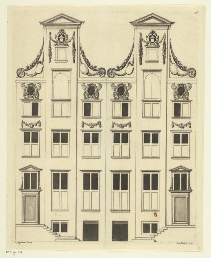 Façades of the two right Cromhout Houses in Amsterdam