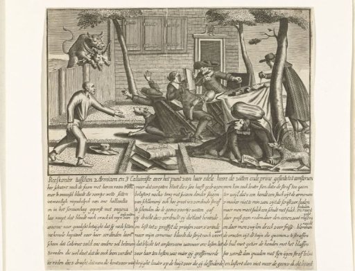 Satirical Print on the Struggle Between Arminians and Calvinists over the De Witt Brothers and the Orangists, ca. 1758
