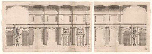 Design for the southern gallery with stairs in the Town Hall on the Dam in Amsterdam