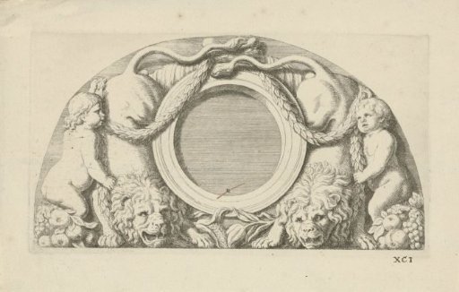 Lunette with putti, lions, and cornucopias in the eastern gallery of the Town Hall on the Dam