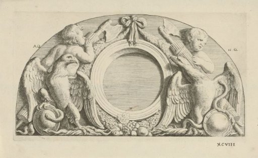 Lunette with putti, fasces, eagles, and snakes in the Burgerzaal of the Town Hall on the Dam