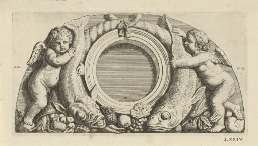 Lunette with putti, fish, and cornucopias in the eastern gallery of the Town Hall on the Dam