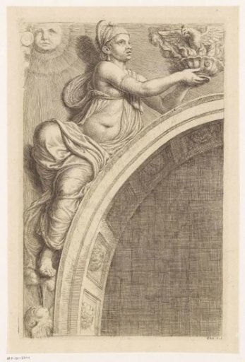 Relief with personification of the element Fire above the arch on the west side of the Burgerzaal in the Town Hall on the Dam