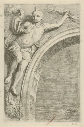 Relief with personification of the element Fire above the arch in the Burgerzaal of the Town Hall on the Dam