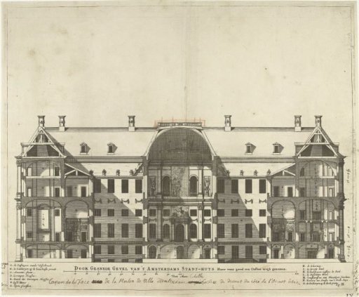 Cross-section of the Town Hall on the Dam, along the length