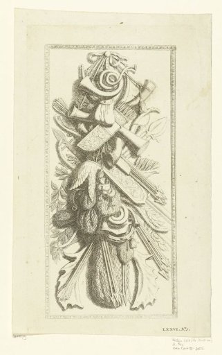 Hunting trophy on a panel with an egg-and-dart border