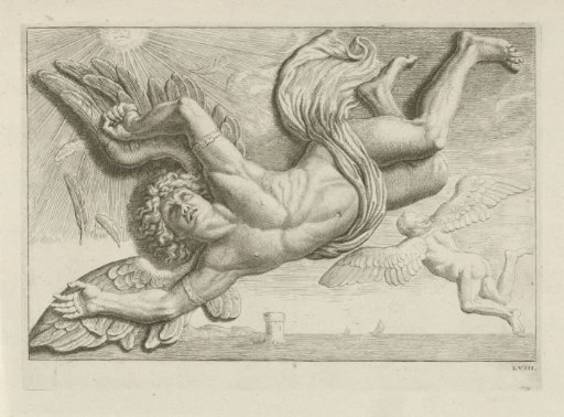 Relief with the fall of Icarus above the door to the Desolate Boedelkamer in the Town Hall on the Dam
