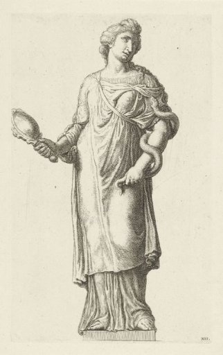 Statue of Prudentia (Prudence) on the facade of the Town Hall on the Dam