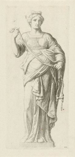 Statue of Temperantia (Temperance) on the rear facade of the Town Hall on the Dam