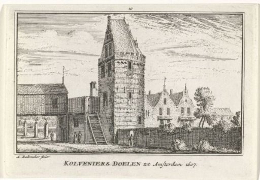 View of the Kloveniersdoelen in Amsterdam, 1607