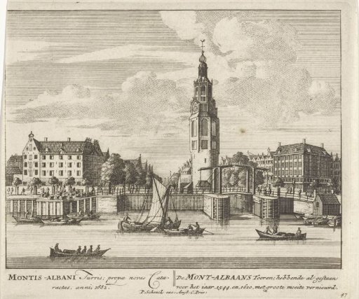 View of the Oudeschans and the Montelbaanstoren in Amsterdam