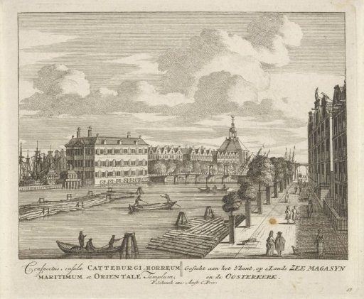 View of the State Naval Magazine (Admiralty Magazine) and the Oosterkerk in Amsterdam