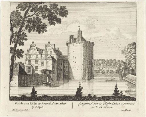 View across the moat at the rear of Rosendael Castle