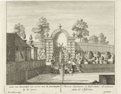 Grotto by a pond in the garden of Rosendael Castle