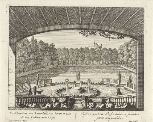 View of a large pond at Rosendael Castle