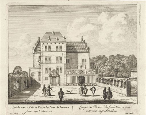 Courtyard of Rosendael Castle with company