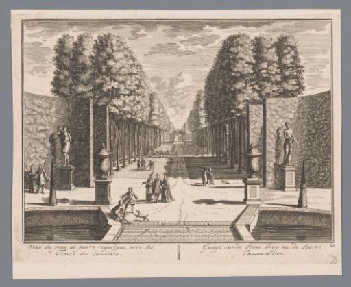 View of an avenue from the stone bridge at Castle Zeist