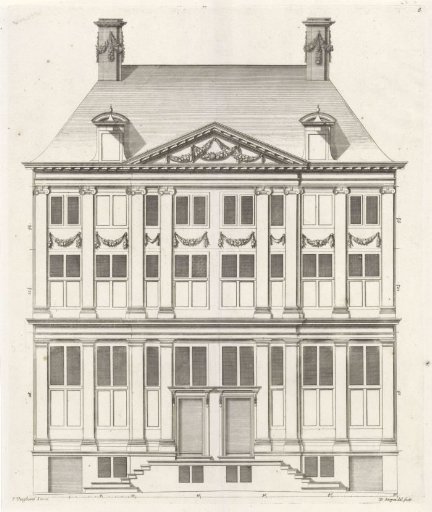 Facade of a Double Residence on the Oudezijds Voorburgwal at Amsterdam