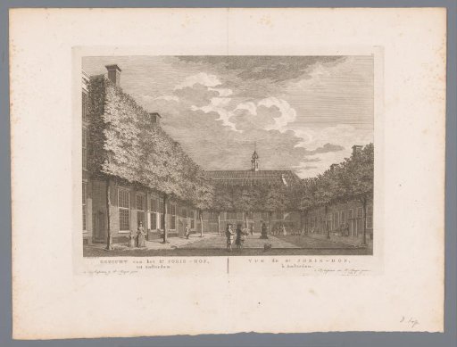 View of the courtyard of the Sint-Jorishof and the Walloon Church in Amsterdam