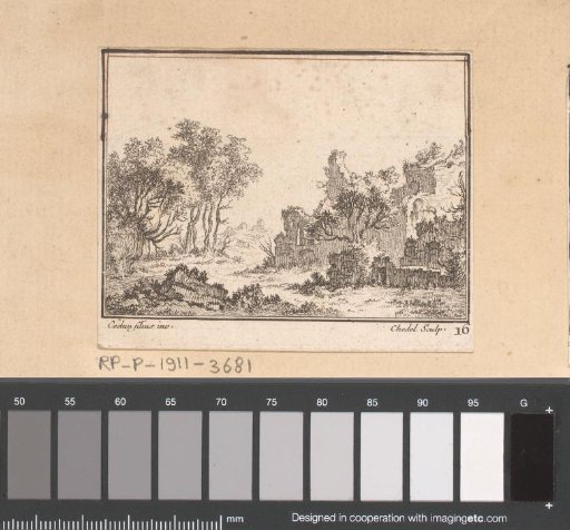 Landscape with an overgrown ruin on the right