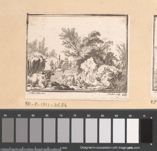 Landscape with resting shepherds with a flock