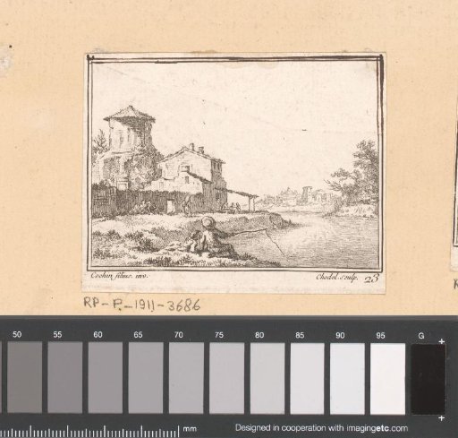 Landscape with two fishing figures and an inn by a river