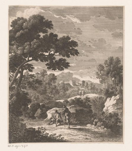 Landscape with resting travelers