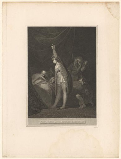 Henry VI of England standing beside the deathbed of Cardinal Henry Beaufort