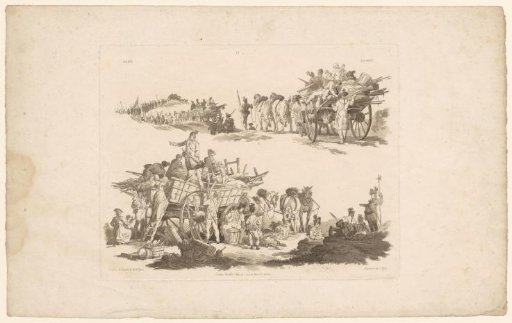 Procession with soldiers and heavily laden carts