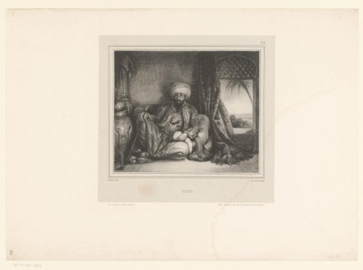 Seated Turkish man with a pipe in his hand