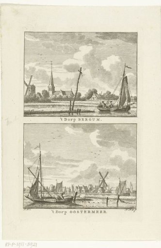 Two views of the villages of Bergum and Oostermeer