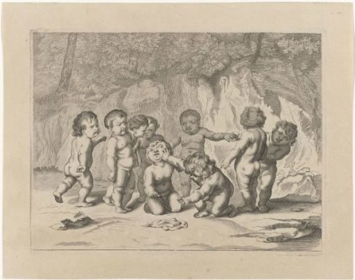 Putti playing with a handkerchief