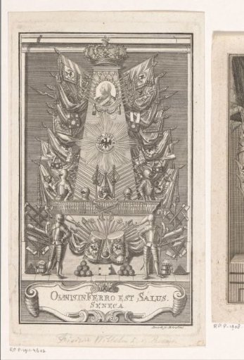 Monument of arms with portrait medallion of Frederick William I, King of Prussia