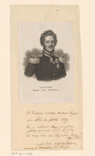 Portrait of Friedrich Wilhelm Heinrich August, Prince of Prussia