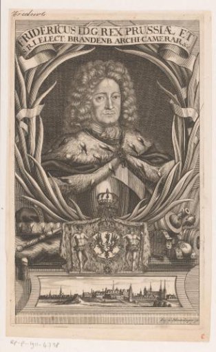 Portrait of Frederick I, King of Prussia, with city view