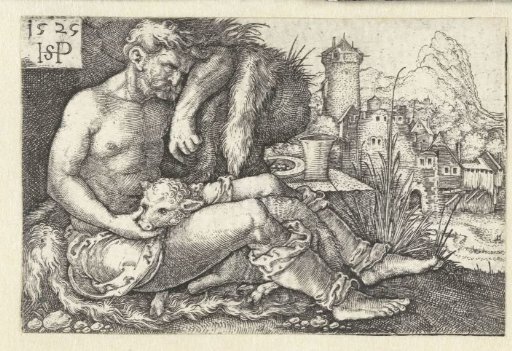 Shepherd with a sheep