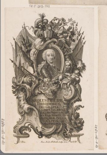 Portrait of Charles Theodore of Bavaria in an allegorical frame
