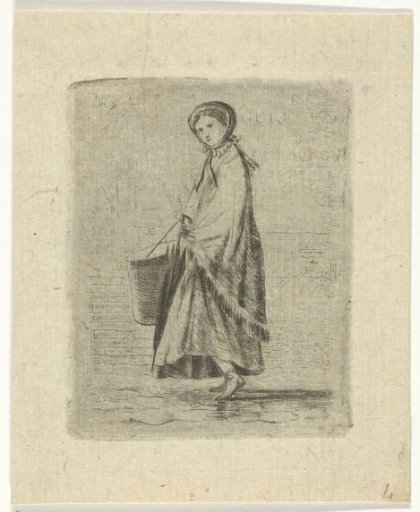 Woman with a hat box