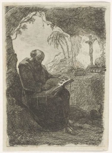 Monk in a cave