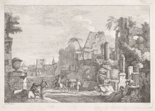 Landscape with Ruins and Travelers