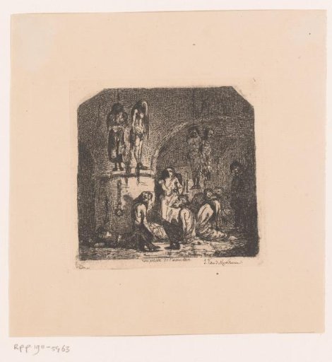 Dungeon with prisoners and hanged figures